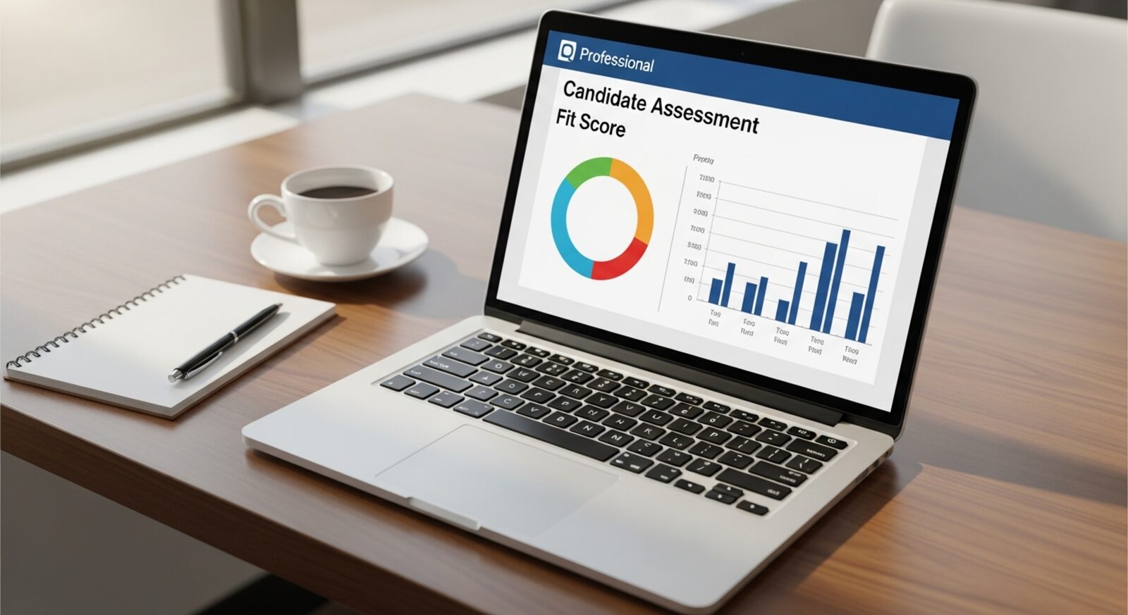 A Skillbase candidate assessment report open on a laptop on a dealership manager's desk